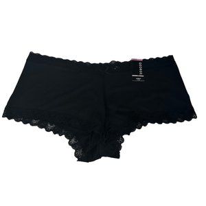 George Women's Size 7 Large Panty Cheeky Lace Waist Leg Openings Black New